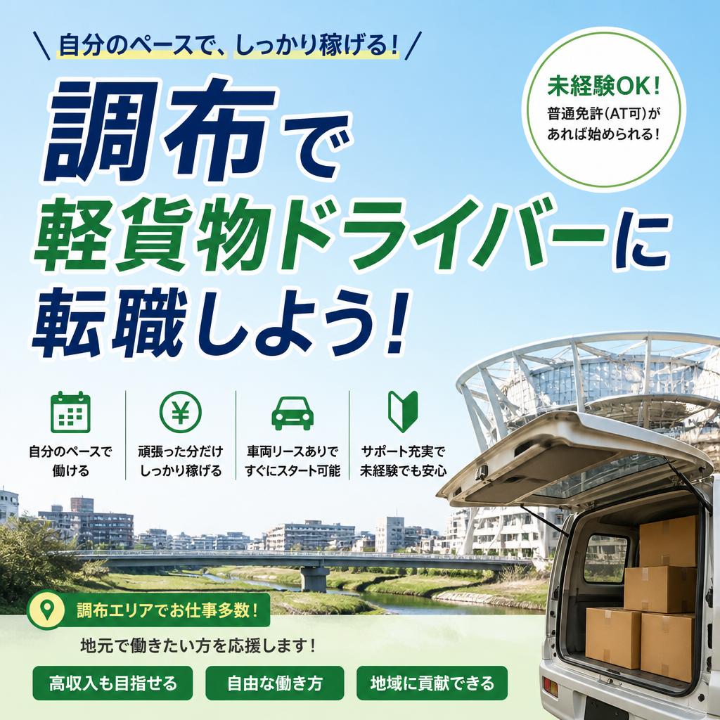 調布で軽貨物ドライバーに転職しよう！