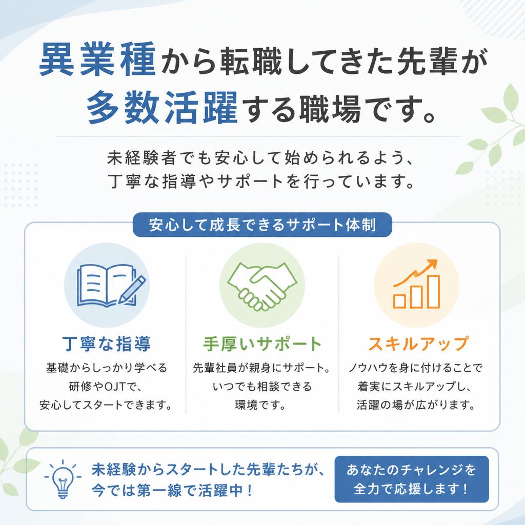 未経験者歓迎！充実のサポート体制