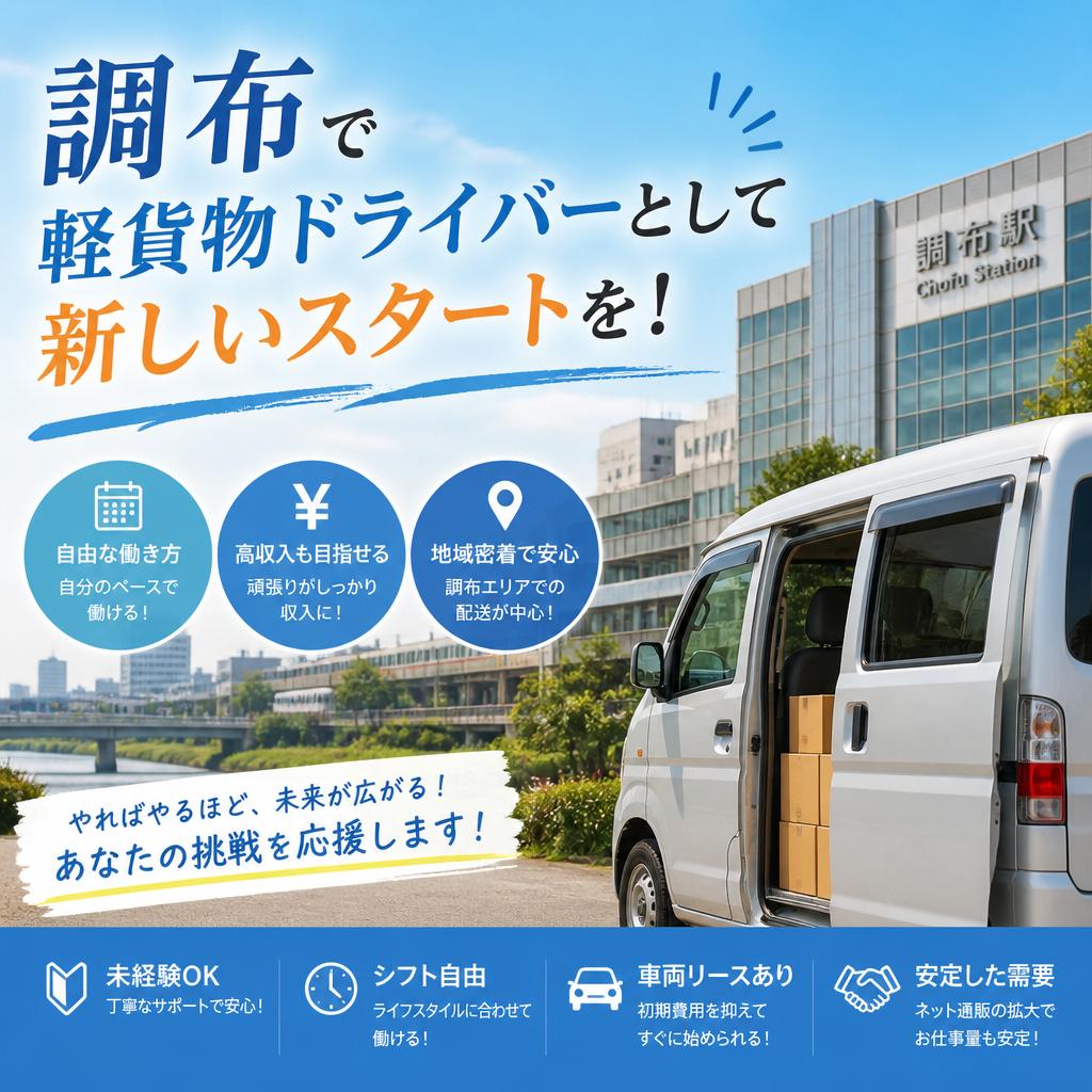 調布で軽貨物ドライバーとして新しいスタートを！