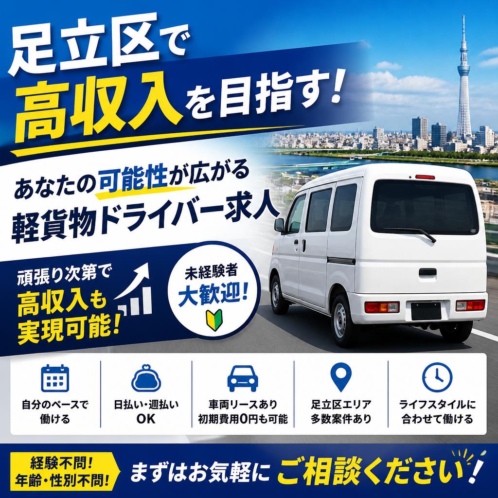 足立区で高収入を目指す！あなたの可能性が広がる軽貨物ドライバー求人