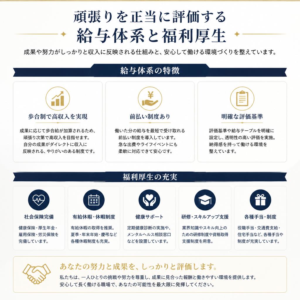 3. 充実した福利厚生と高収入の仕組み