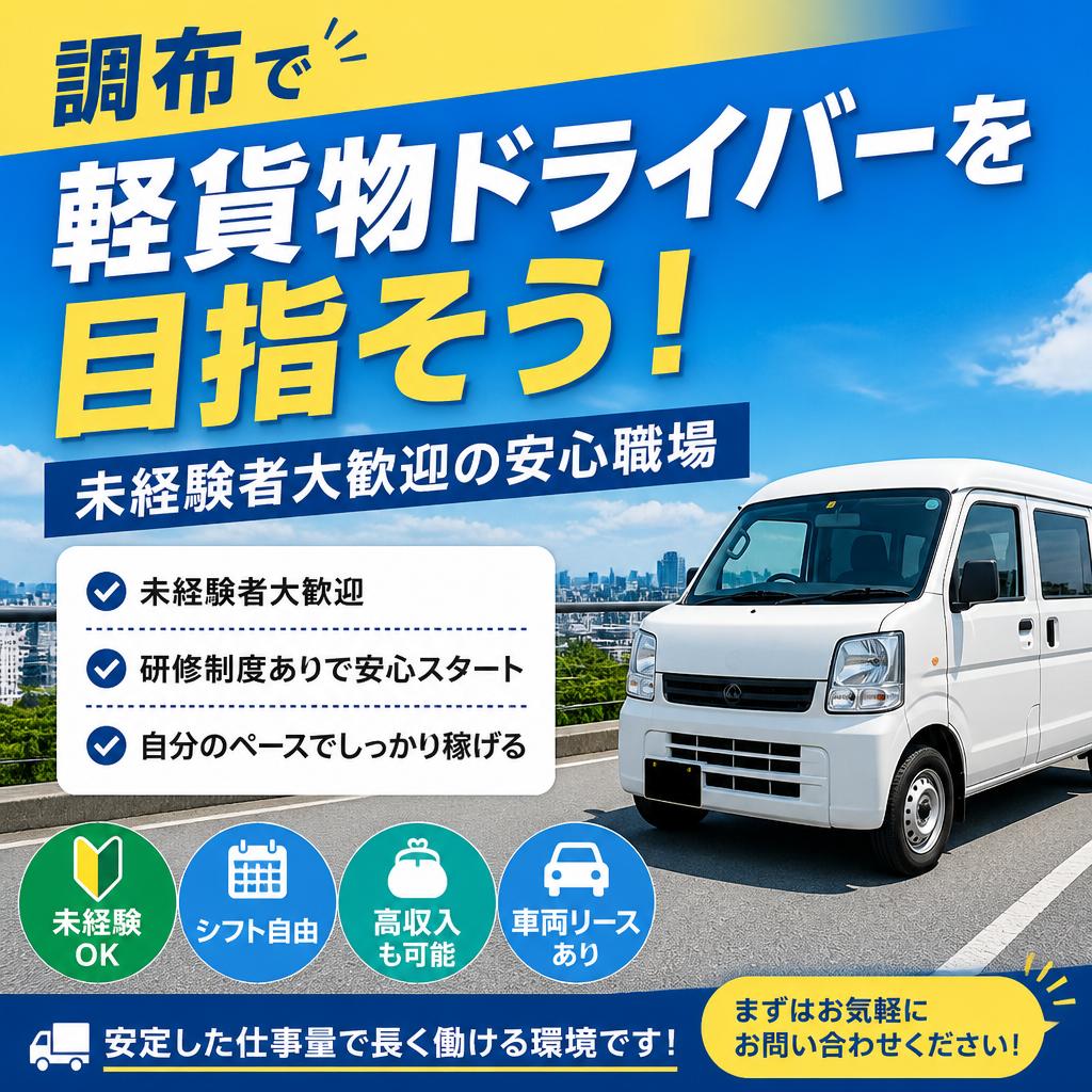 調布で軽貨物ドライバーを目指そう！未経験者大歓迎の安心職場