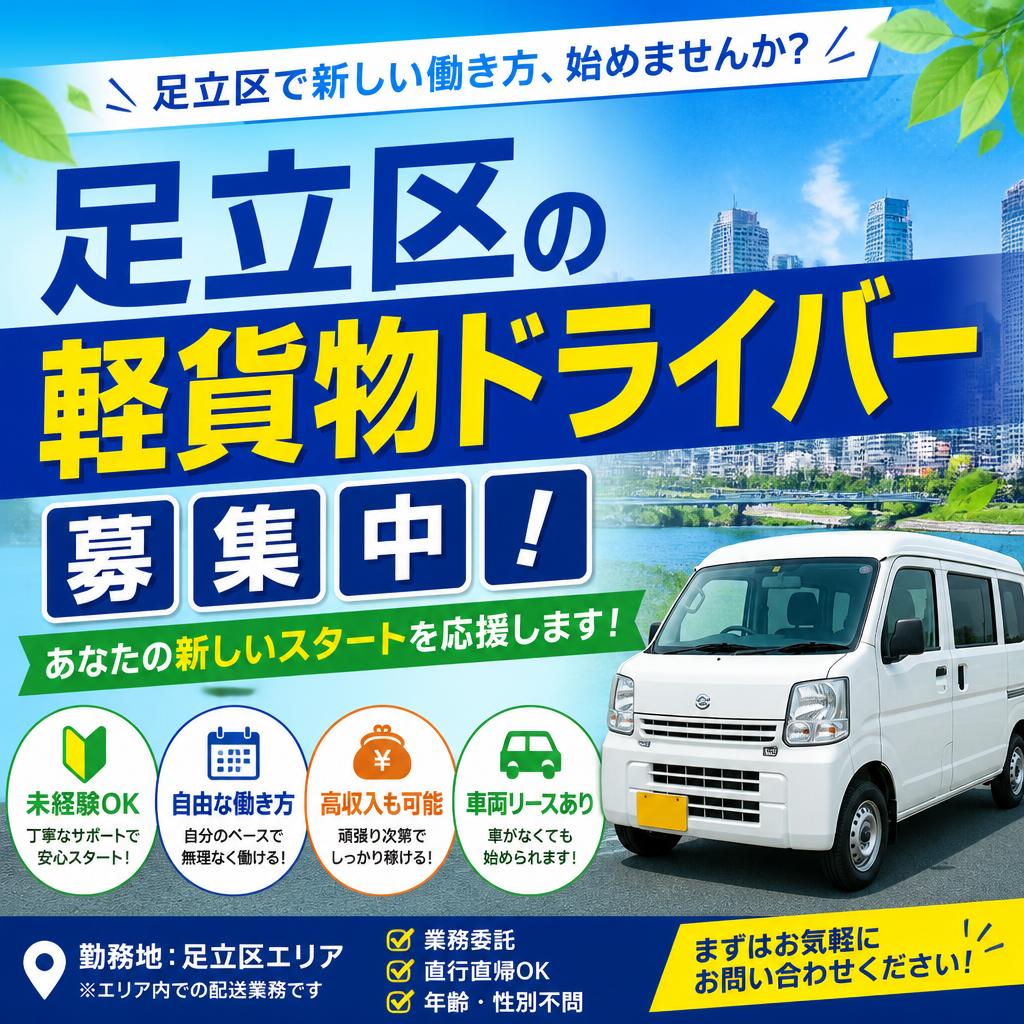 足立区の軽貨物ドライバー募集中！あなたの新しいスタートを応援します！