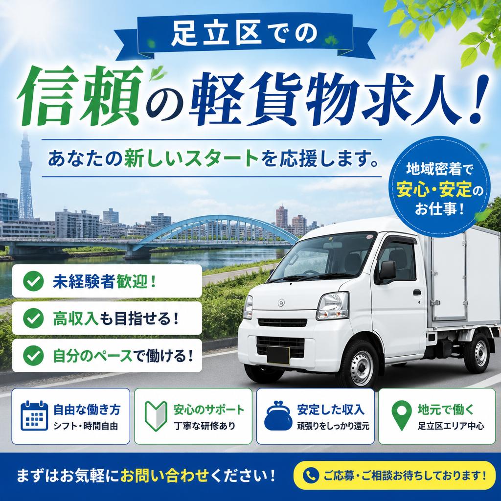 足立区での信頼の軽貨物求人！あなたの新しいスタートを応援します。