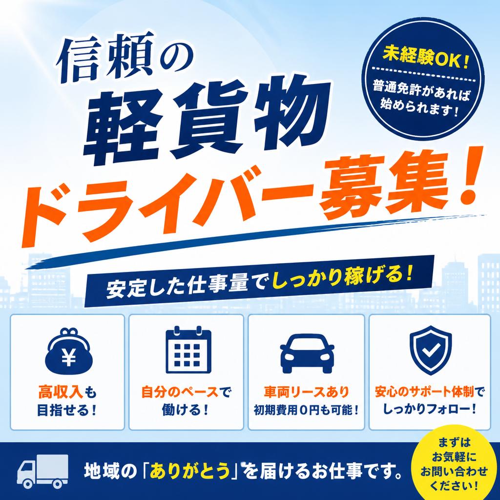 信頼の軽貨物ドライバー募集！