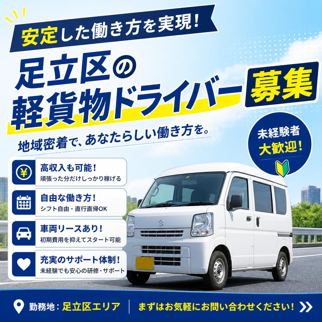 安定した働き方を実現！足立区の軽貨物ドライバー募集