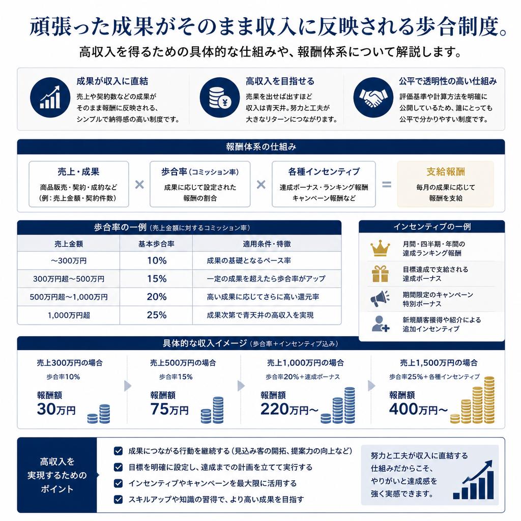 高収入を目指せる歩合制度について