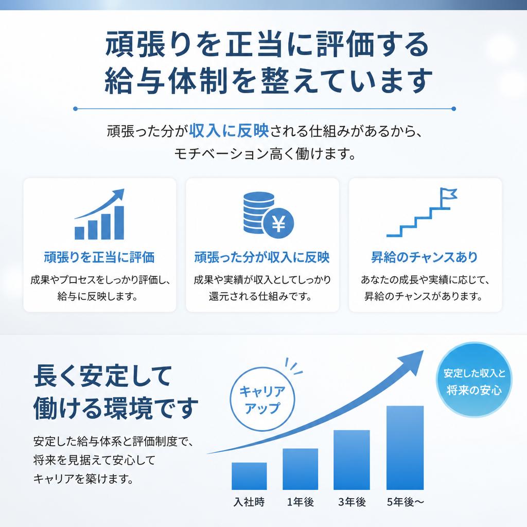 安定した収入と評価制度